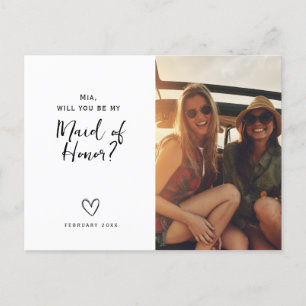 Minimalistiskt Maid of honor-vykort Vykort