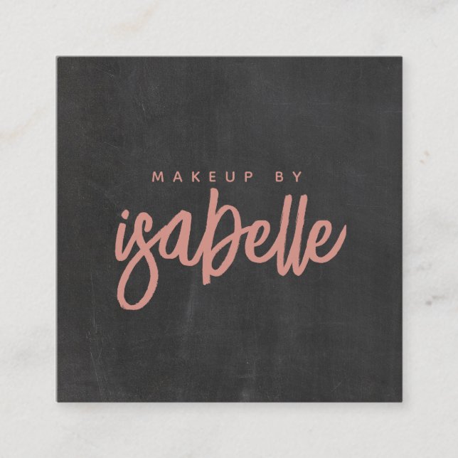 Minimalistiskt makeup Artist Dusty Rosa Script Bla Fyrkantigt Visitkort (Framsida)