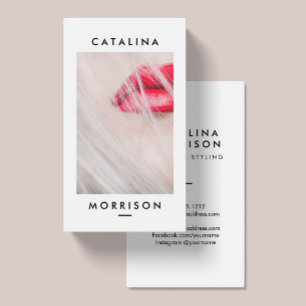 Minimalistiskt Makeup Artist Red Läppar Photo Visitkort