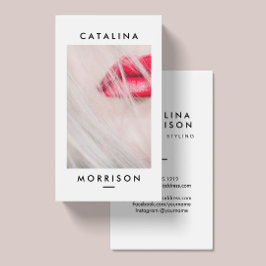 Minimalistiskt Makeup Artist Red Läppar Photo Visitkort