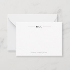 Minimalistiskt Manar-anteckningskort för Monogram Anteckningskort