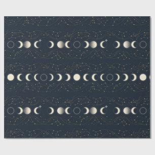 Minimalistiskt månfas-mönster med stjärnor och nat presentpapper