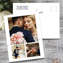 Minimalistiskt manus 3 Foto Bröllop Tack  Vykort