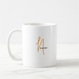Minimalistiskt manus | Anpassad monogram och namn Kaffemugg