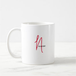 Minimalistiskt manus | Anpassad monogram och namn Kaffemugg