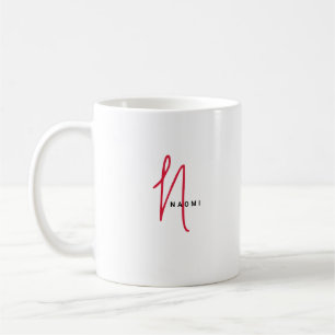 Minimalistiskt manus   Anpassad monogram och namn Kaffemugg