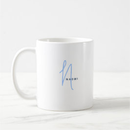 Minimalistiskt manus | Anpassad monogram och namn Kaffemugg