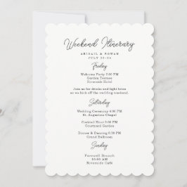 Minimalistiskt manus bröllopshelg Itinerary Card Inbjudningar