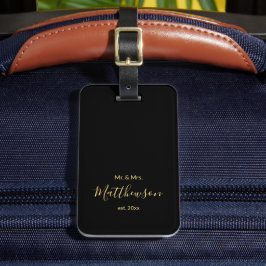 Minimalistiskt manus Herr och fru Nygifta Svart Bagagebricka