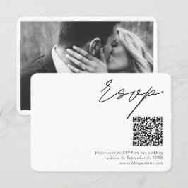 Minimalistiskt manus QR-kod Bröllop Liten RSVP Tilläggskort