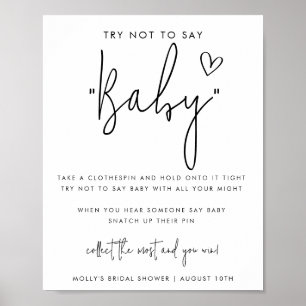 Minimalistiskt manus - Sägg inte baby shower-spel Poster