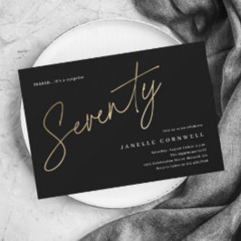 Minimalistiskt manus Svart och guld 70-årsfirande Inbjudningar