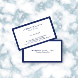 Minimalistiskt marinblått Gräns på vitt Visitkort