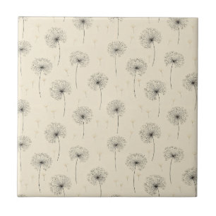 Minimalistiskt maskrosfrö-mönster Beige (1) Kakelplatta
