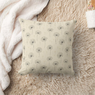 Minimalistiskt Maskrosfrö Mönster Beige (1) Kudde
