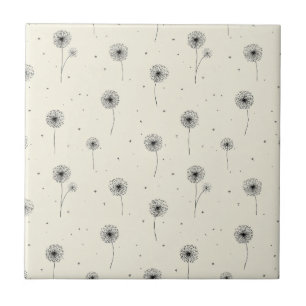 Minimalistiskt Maskrosfrö Mönster Beige (2) Kakelplatta