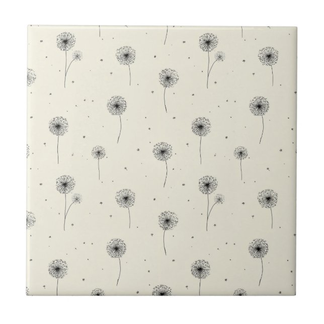 Minimalistiskt Maskrosfrö Mönster Beige (2) Kakelplatta (Framsidan)