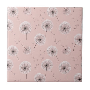 Minimalistiskt Maskrosfrö Mönster Rosa (1) Kakelplatta