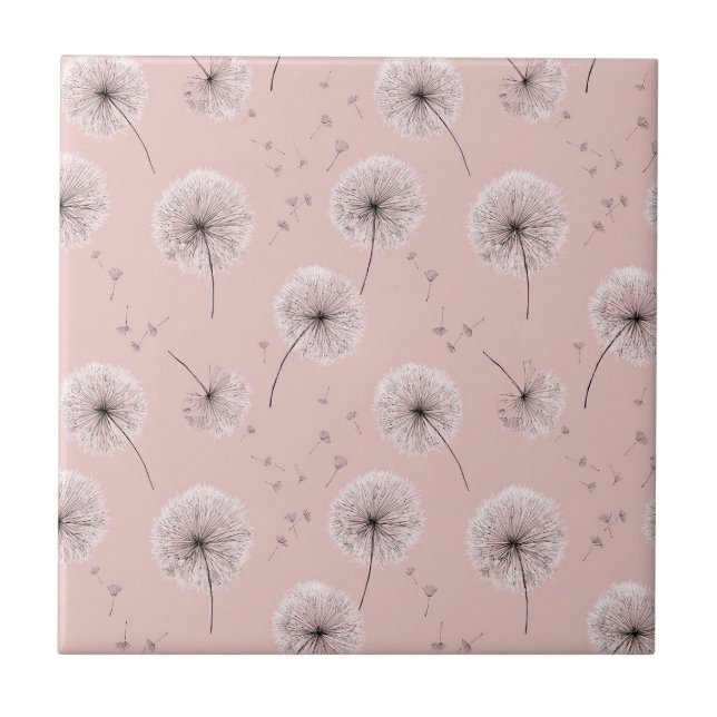 Minimalistiskt Maskrosfrö Mönster Rosa (1) Kakelplatta (Framsidan)