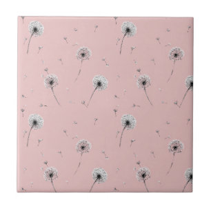 Minimalistiskt Maskrosfrö Mönster Rosa (2) Kakelplatta