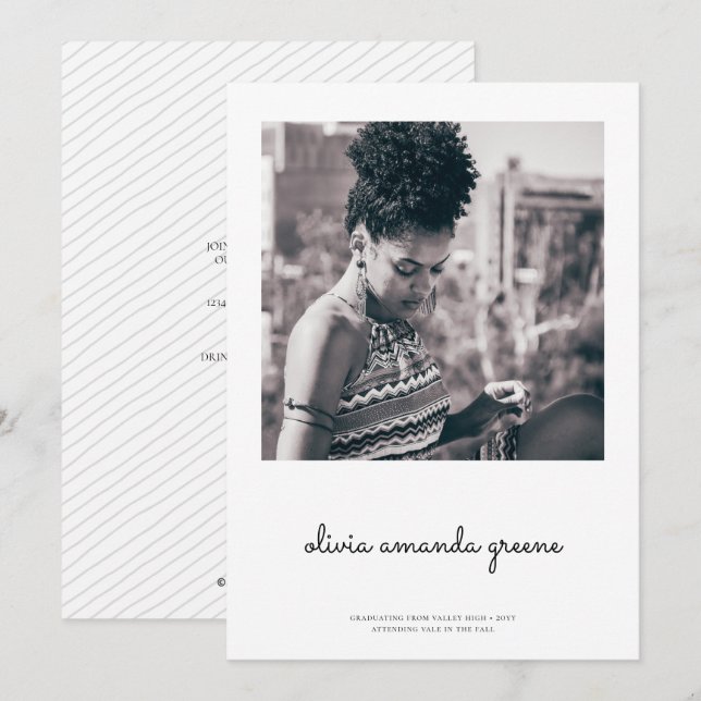 Minimalistiskt meddelande från Studenten Inbjudningar (Fram/baksida)