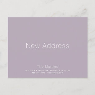 Minimalistiskt meddelande om Dusty Lilac Flytta Vykort