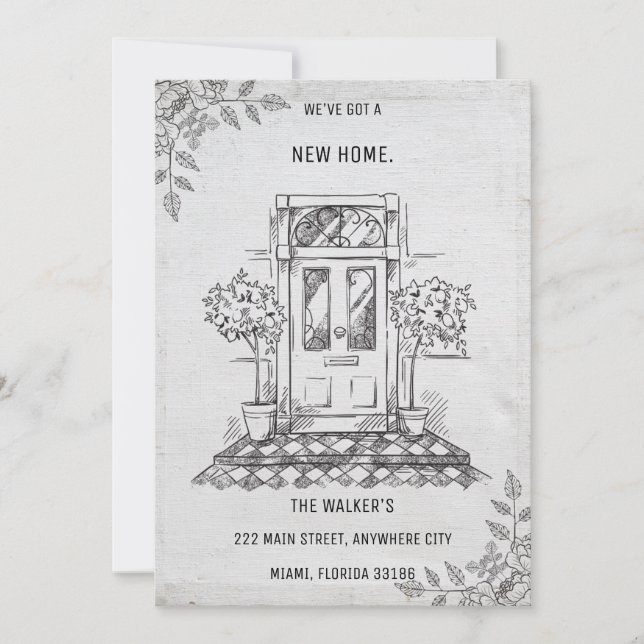 Minimalistiskt meddelande om Flytta av Grått Inbjudningar (Framsida)