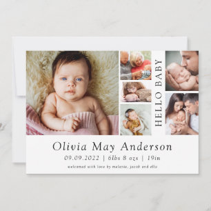 Minimalistiskt meddelande om foto Hej Baby Inbjudningar