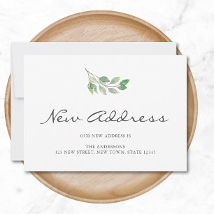 Minimalistiskt meddelande om Ny adress Flytta