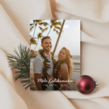 Minimalistiskt Mele Kalikimaka strandfoto med mode