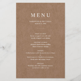 Minimalistiskt menykort för Rustic Bröllop