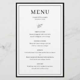 Minimalistiskt menykort Gräns Löv Bröllop