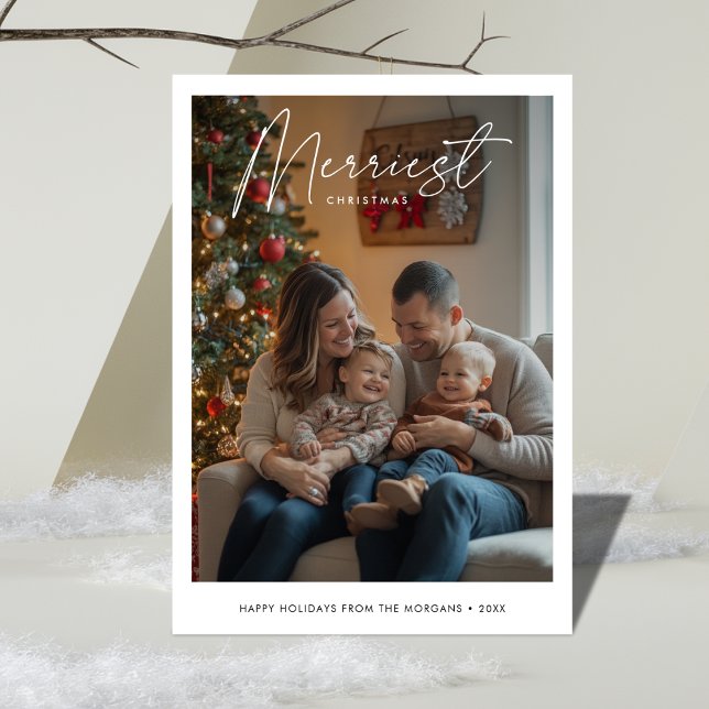 Minimalistiskt Merriest jul-familjfoto i Baby Julkort (Skapare uppladdad)