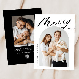 Minimalistiskt Merry Black Script 2-foto Julkort
