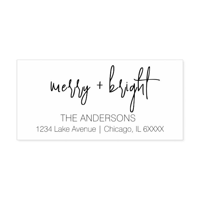 Minimalistiskt Merry & Bright-familjen Namn Helgda Självfärgande Stämpel (Design)