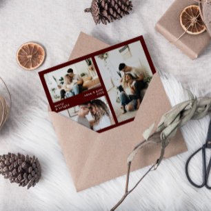Minimalistiskt Merry & Bright Helgdag 3-fotokort Julkort