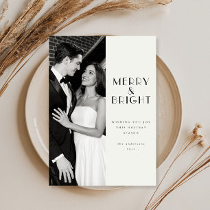 Minimalistiskt Merry & Bright-julfamiljens foto Julkort