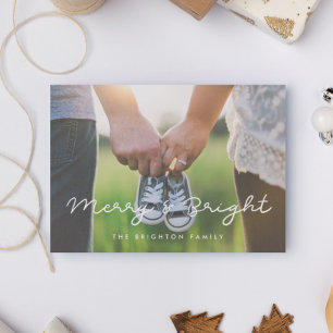 Minimalistiskt Merry- och Bright Helgdag Photo Car Julkort
