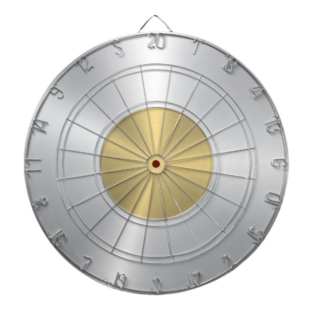 Minimalistiskt metallhaltigt Guld och Silver Struk Darttavla (Framsidan)