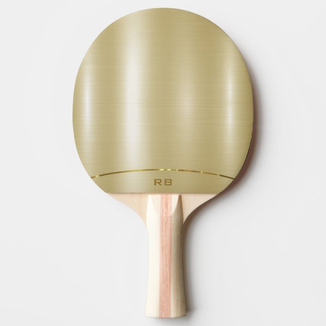 Minimalistiskt metalliskt guld monogram pingisracket (Framsidan)