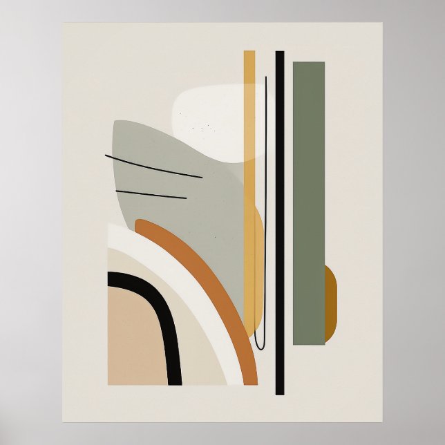Minimalistiskt Mid Centres Abstrakt Wall Art Poster (Framsidan)