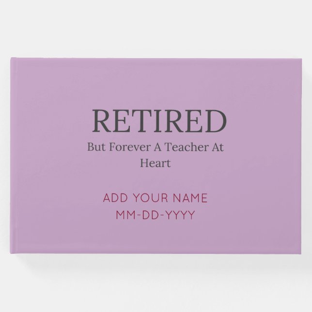 Minimalistiskt minne för personlig Lärare Pension Gästböcker (Framsida)