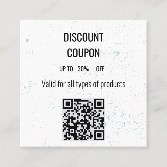 Minimalistiskt Mint Specklat Rabattkort med (Framsida)