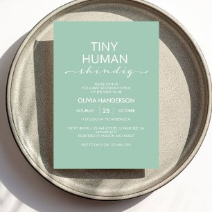 Minimalistiskt Mint Tiny Human Shindig Baby Shower Inbjudningar