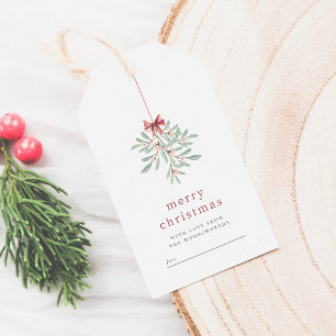 Minimalistiskt Mistletoe God jul & Family Namn Presentetikett