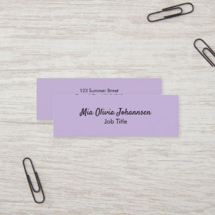 Minimalistiskt mjukt Violet Mini-Affärskort Mini Visitkort