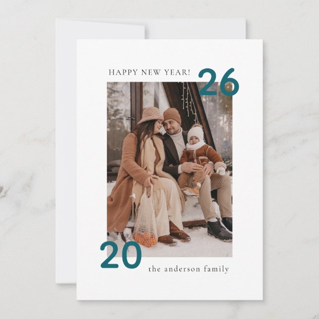 Minimalistiskt Modern 2-foto Gott nytt år Julkort (Framsida)