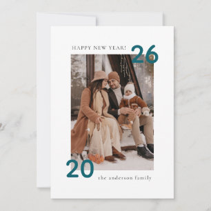 Minimalistiskt Modern 2-foto Gott nytt år Julkort
