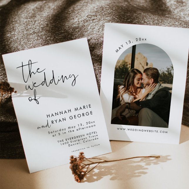 Minimalistiskt Modern Arch Photo Elegant bröllop Inbjudningar (Skapare uppladdad)
