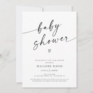 Minimalistiskt Modern Baby Shower-skript Inbjudningar